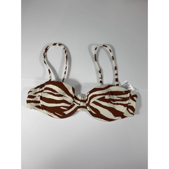 Veronica Beard Azoia Tie Front Bikini Bottoms and Dyer Tiger Stripe Bikini Top - Picture 6 of 12